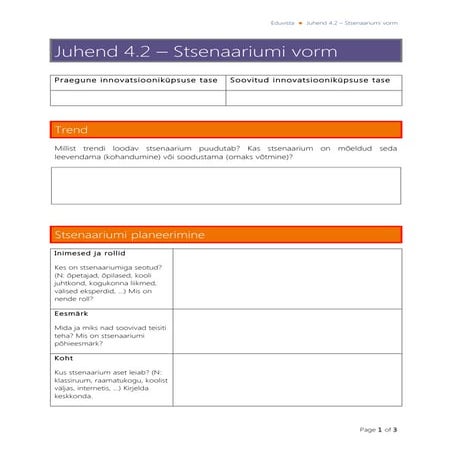 Eduvista stsenaariumi vorm