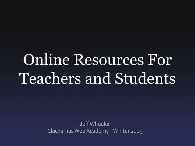 Online Resources for Teachers and Students