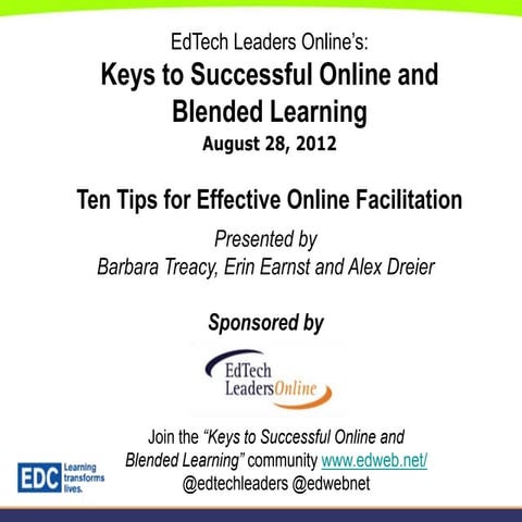 Ten Tip for Effective Online Facilitation