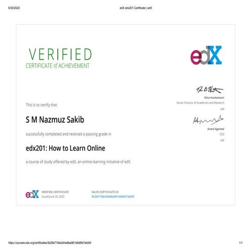 Ed x edx201 certificate edx | PDF