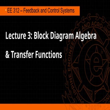Comprehensive Lecture on Block Diagram Algebra and Transfer Functions ...