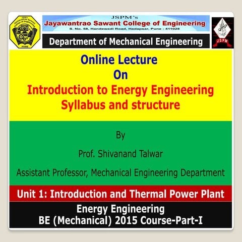 Energy Engineering - Introduction to Syllabus | PPTX