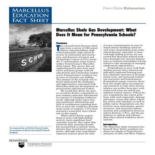 Penn State Cooperative Extension Marcellus Education Fact Sheet