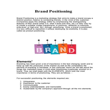  Marketing - Brand Positioning 
