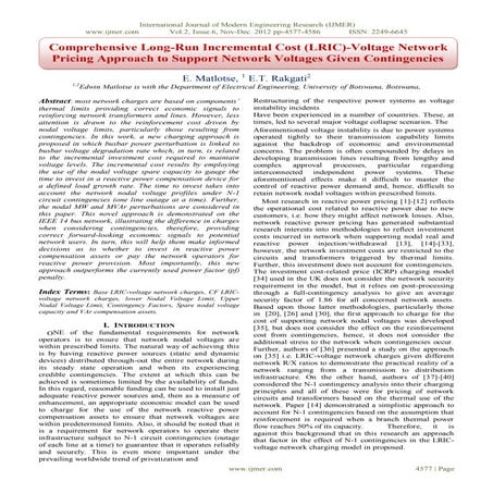 Comprehensive Long-Run Incremental Cost (LRIC)-Voltage Network Pricing Approa...