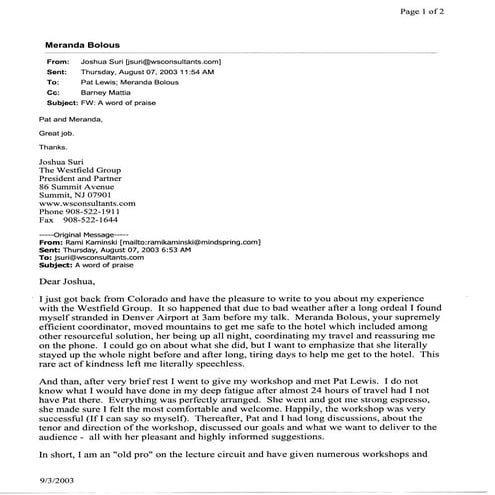 Commendation Email from Dr. R. Kaminski | PDF