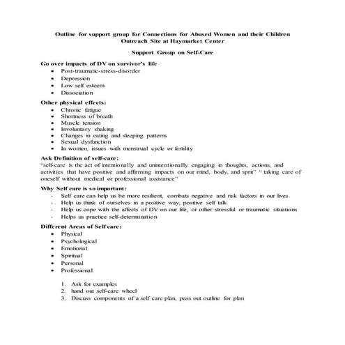 Support Group on Self- haymarket