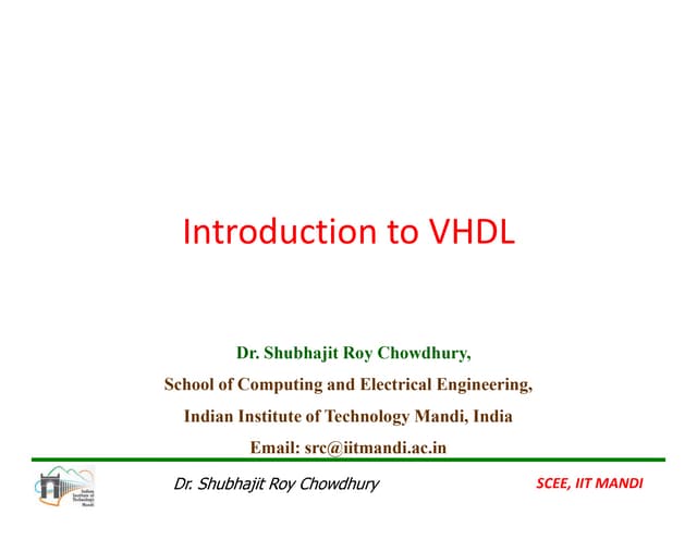 Introduction to Very High Speed Integrated Circuit Hardware Descriptive ...