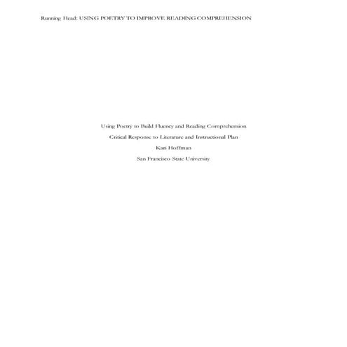 Using Poetry to Build Fluency and Reading Comprehension