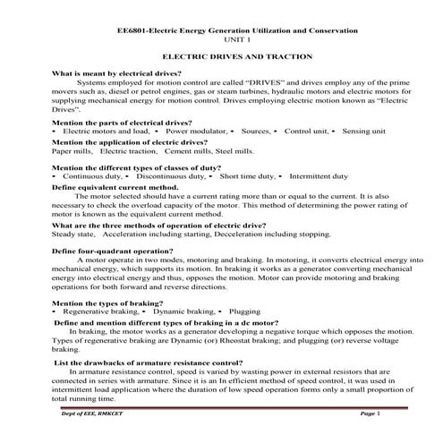 EE6801 - Electric Energy Generation Utilisation and Conservation