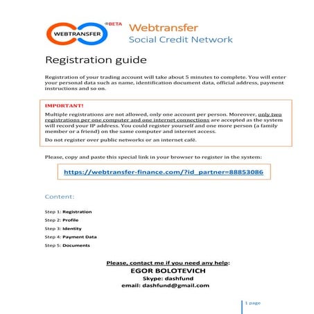 Webtransfer Registration Guide