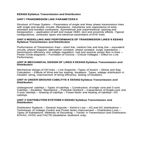 EE8402 Transmission and Distribution