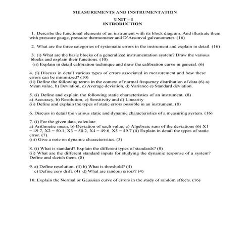 EE8403 Measurements and Instrumentation 
