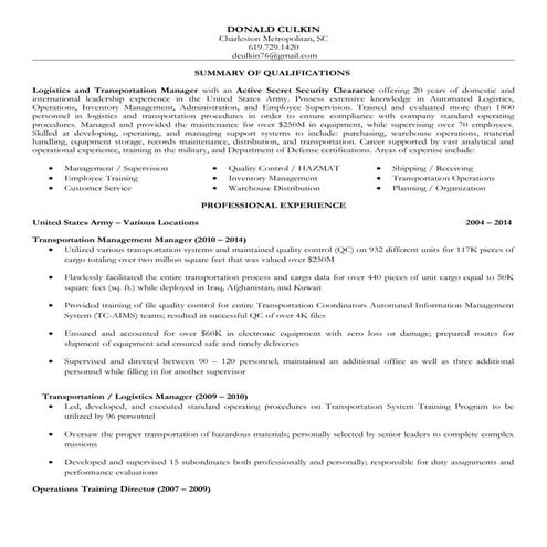 Donald Culkin Resume