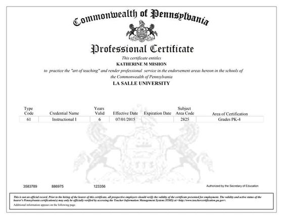 Principal Certificate PDF