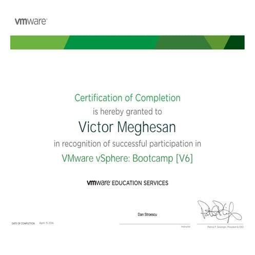 VMware_vSphere_Bootcamp_V6_certificate | PDF