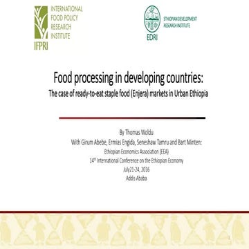Food processing in developing countries: The case of ready-to-eat staple food...