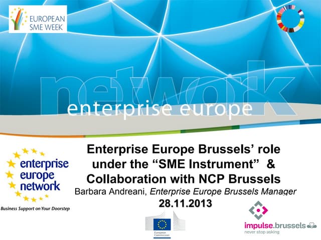 Enterprise Europe Brussels & SME Instrument, Barbara Andreani, workshop 28.11...