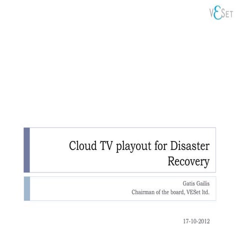 Cloud TV playout for disaster recovery