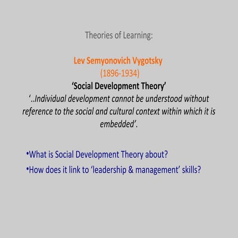 Learning theoriesLevVygotsky