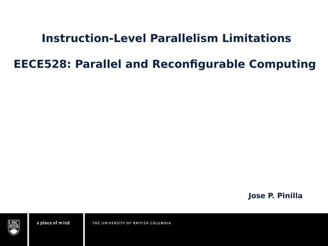 Instruction Level Parallelism (ILP) Limitations