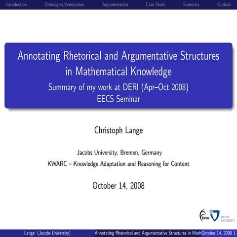 Annotating Rhetorical and Argumentative Structures in Mathematical Knowledge