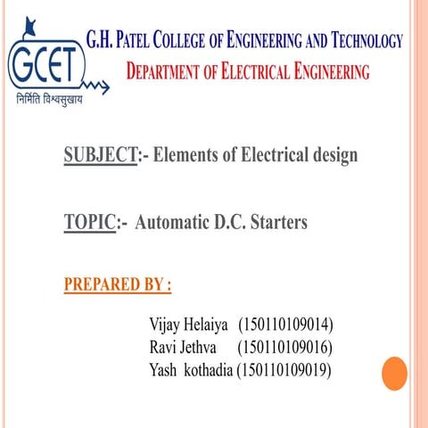 Automatic DC strarters