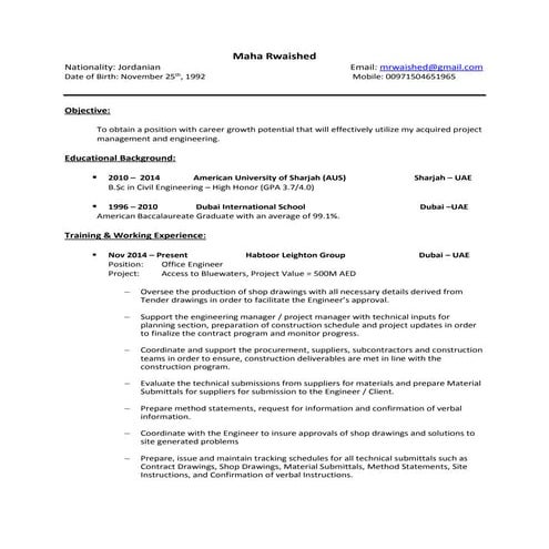 Maha rwaished_ CV1 | PDF
