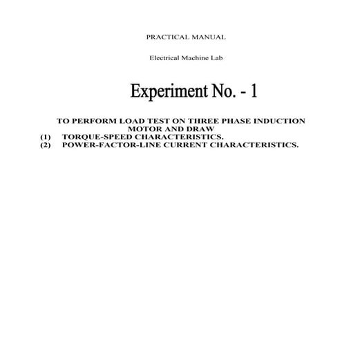 Load test on single phase indution motor | PDF