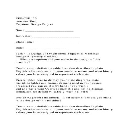 Eeecse 120 Answer Sheetcapstone Design Project Docx