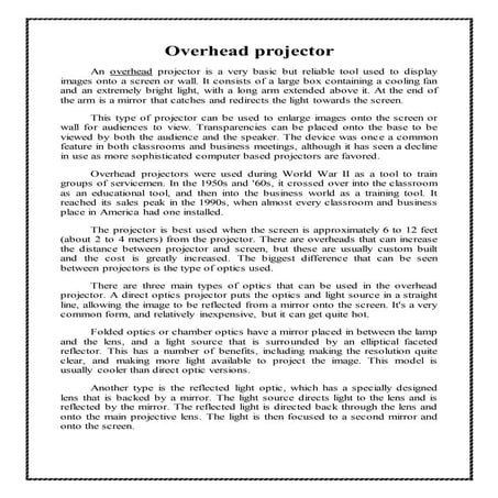 Eee final year project  over head projector