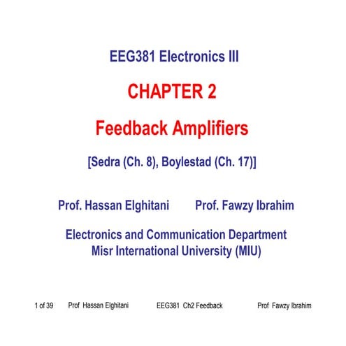 Eeg381 electronics iii   chapter 2 - feedback amplifiers
