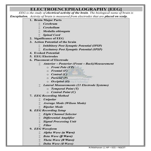Eeg with image - Medical Electronics - Hints for Slow Learner
