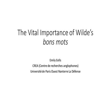 The Importance of Being Earnest - Eells