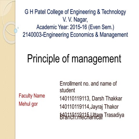principal of management 