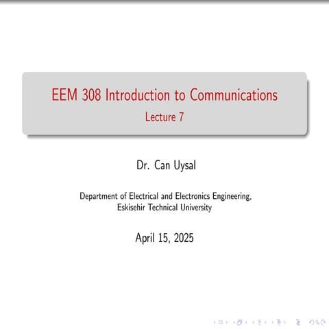 EEM 308 Lecture  telecommunications introduction