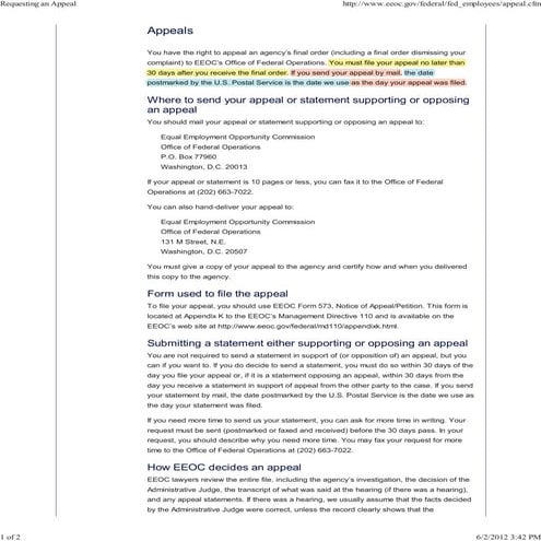 EEOC - Appeal Form | PDF