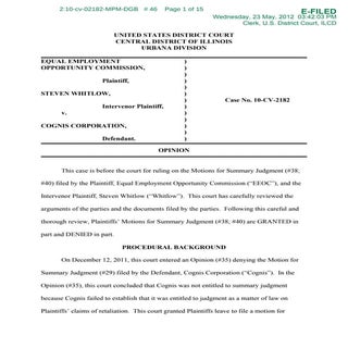 EEOC v. Cognis Corp., 10 cv-2182, c...