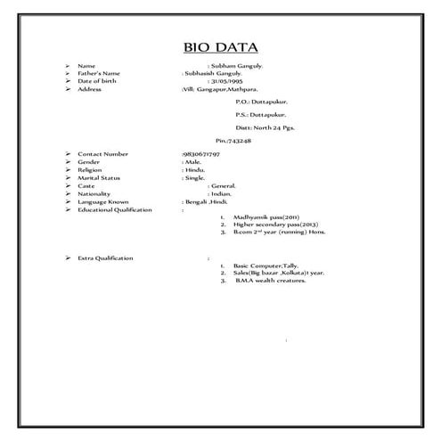 BIO DATA | PDF