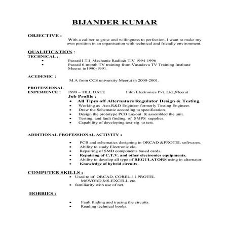 CV FOR VINOD KUMAR YADAV | DOC