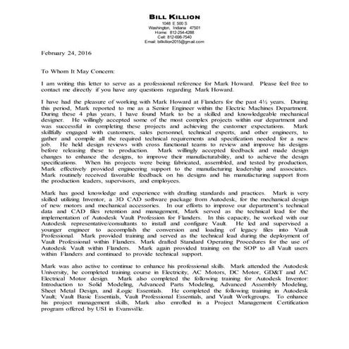 Robert Di Franco Recommendation Letter | PDF