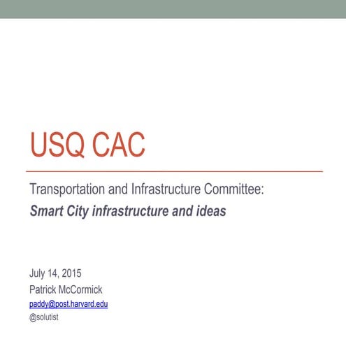 USQ CAC Smart City infrastructure and ideas
