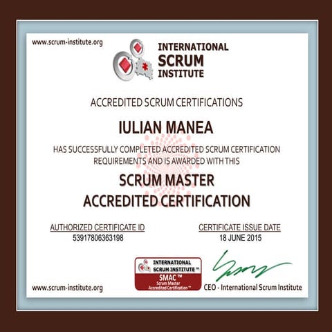 SCRUM MASTER certification