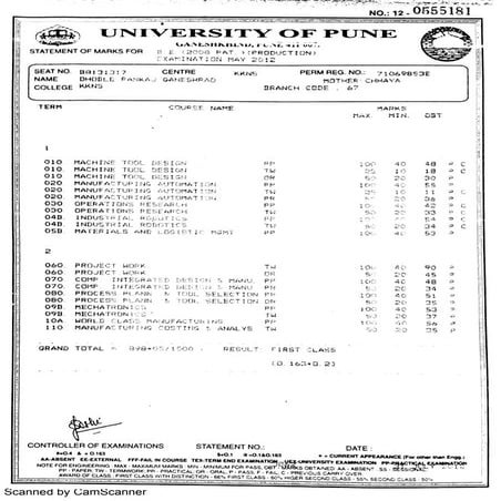 BE Marksheet | PDF