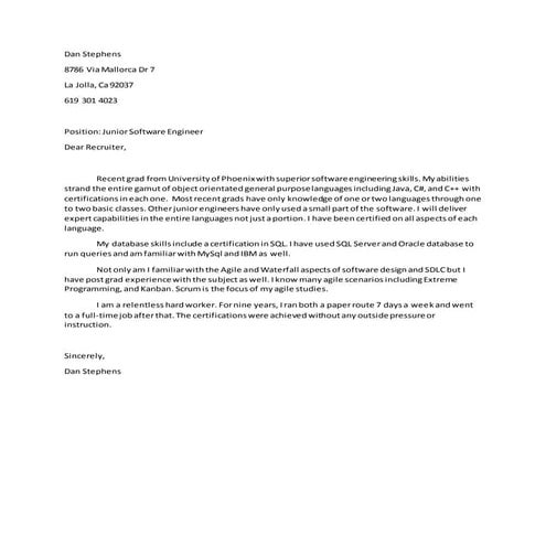 Rock Star Cover Letter