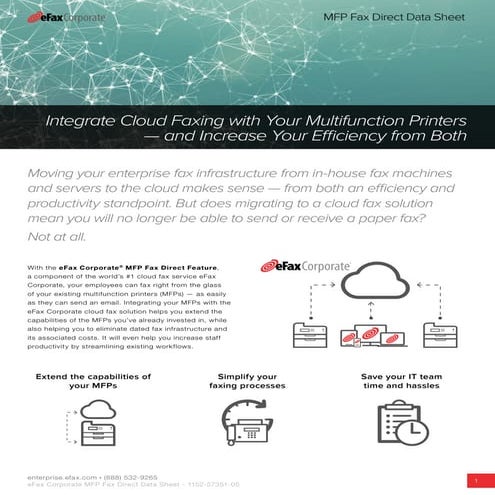 eFax Corporate Multifunction Printer Fax Direct Datasheet
