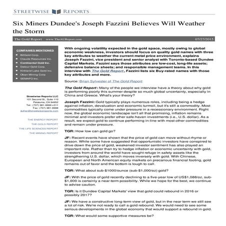 Miners Set to Survive