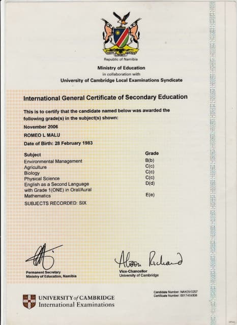 Grade 12 certificate