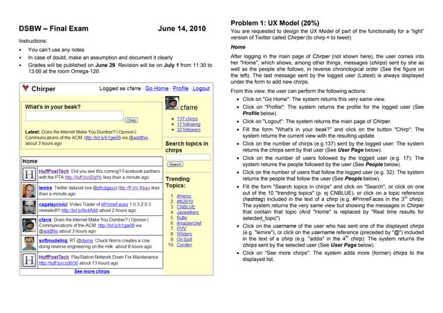 DSBW Final Exam (Spring Sementer 2010)