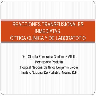 Efectos adversos de la transfusión ...